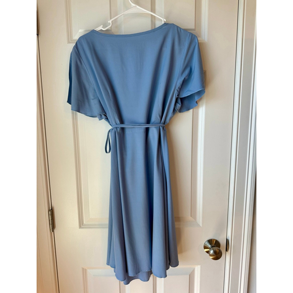 Women's SHEIN Short Sleeve Blue Mini Wrap Dress - Picture 6 of 12